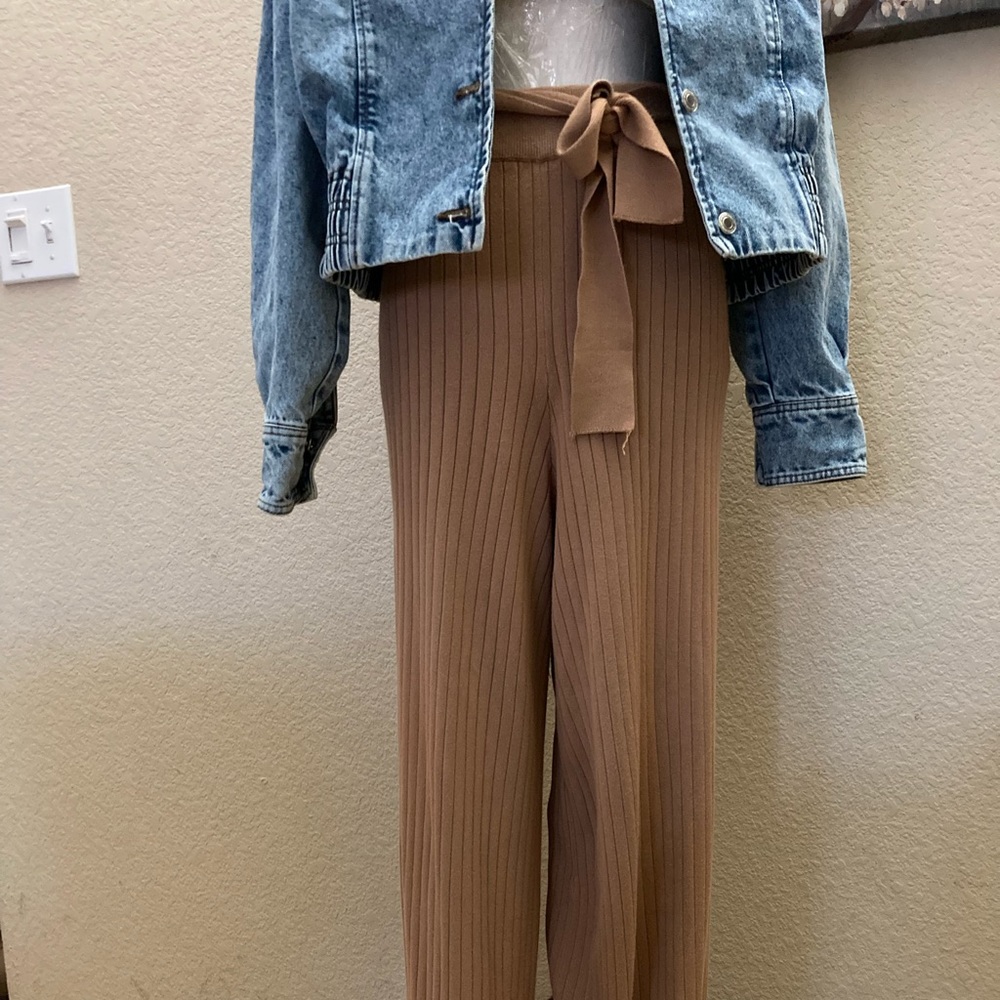 Brown High Waisted Tied Pants
